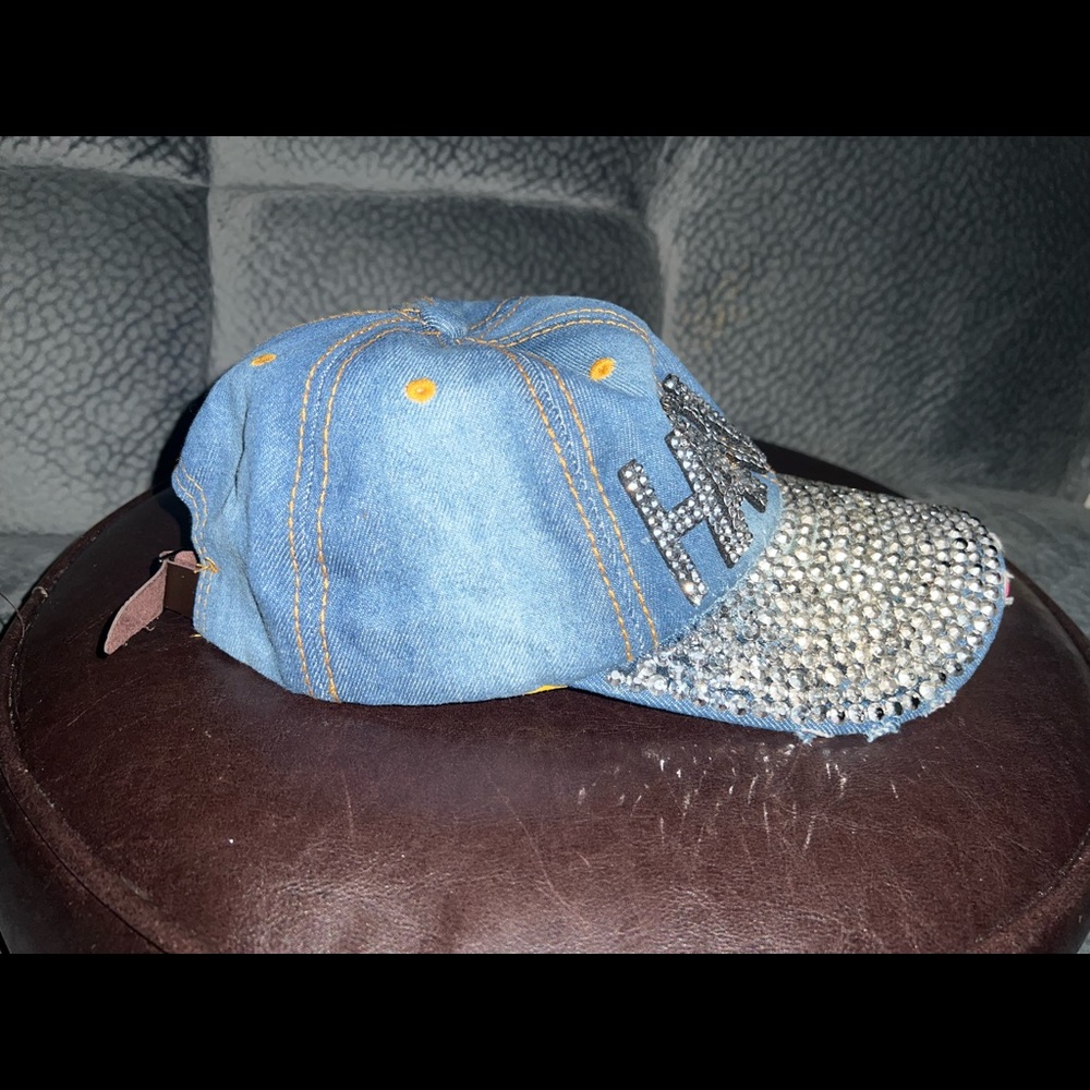 Harlem diamond distressed adjustable denim hat - Picture 6 of 15